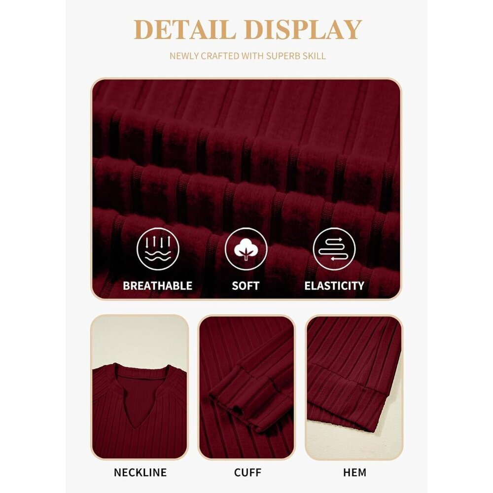 Plus Size Sweatshirts Women V Neck Long Sleeve Knit Fall Casual Comfortable - Picture 5 of 5